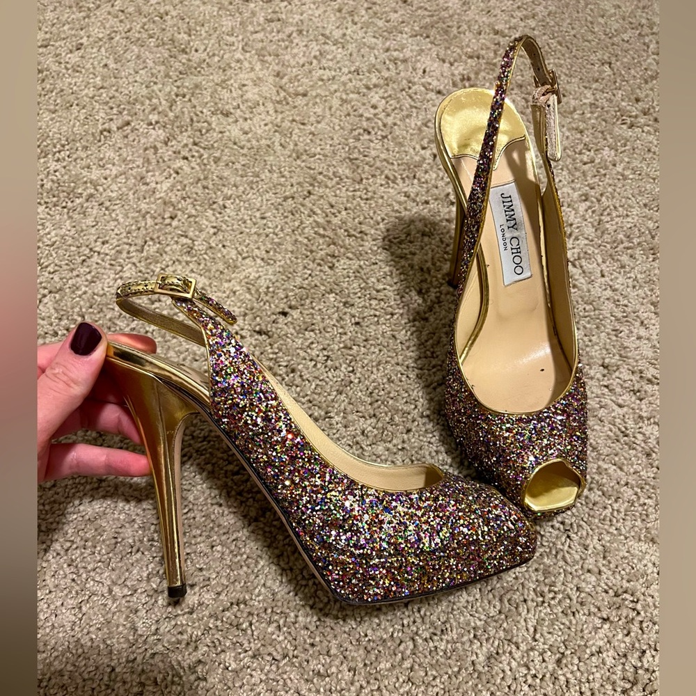 Jimmy Choo Nova Slingback Multicolor Glitter